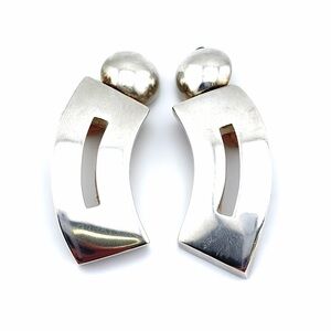 Vintage Signed Steve Vaubel Modernist Clip on Sterling Earrings